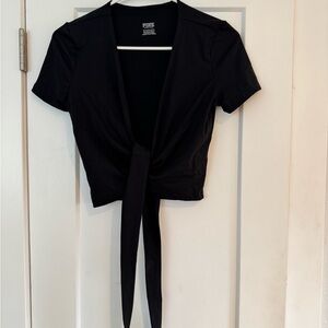 Black Tie-Front Crop Top VS PINK